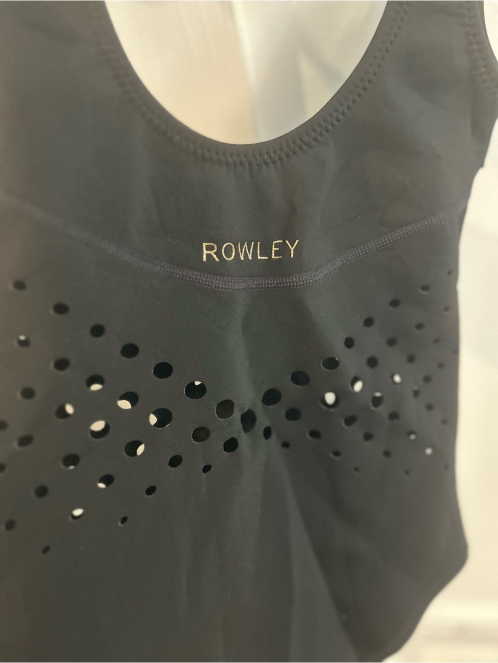 Rowley Black racy v neck Perforated One-Piece Swimsuit XS - Picture 7 of 8